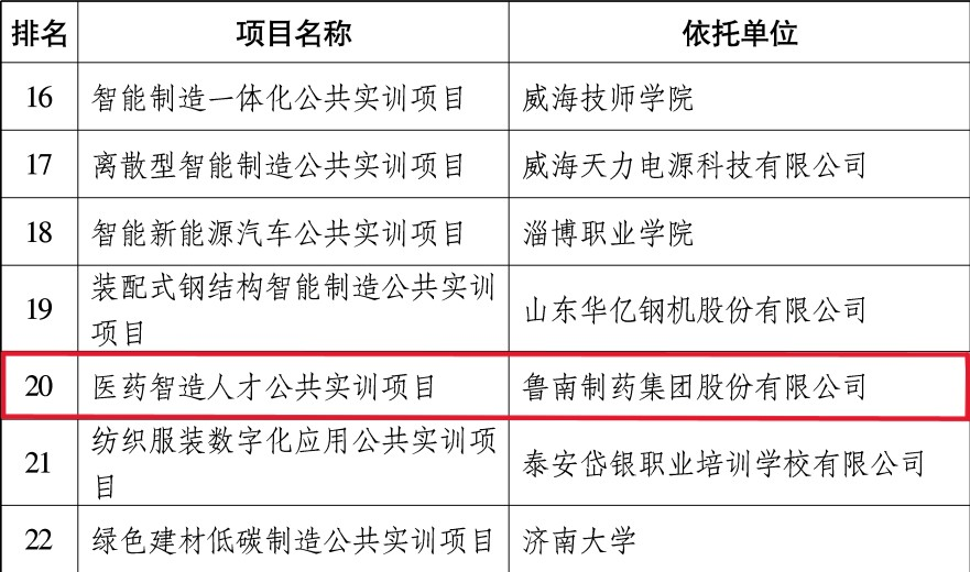 鲁半岛官方体育南制药集团“医药智制人才民众实训项目”获批(图1)